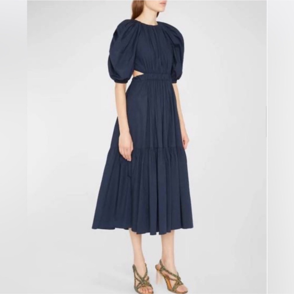 ULLA JOHNSON claire midi dress in midnight Sz 10